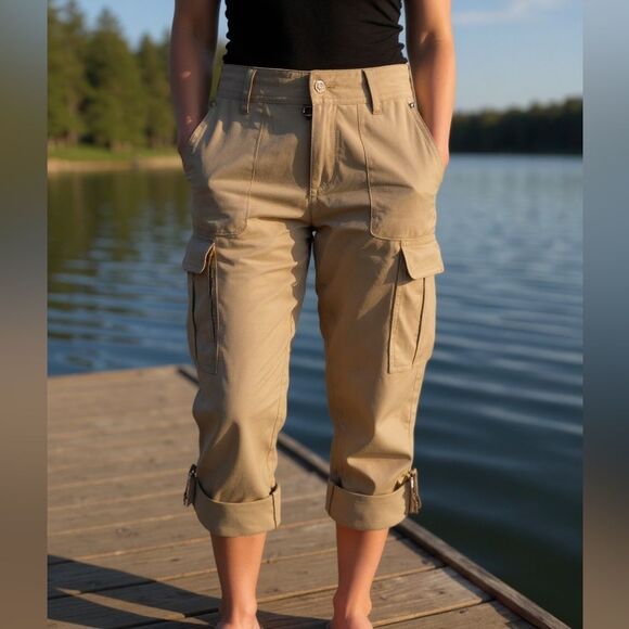 Kuhl Tan Roll up Capris. NWOT. Front and back pockets. - Picture 1 of 7
